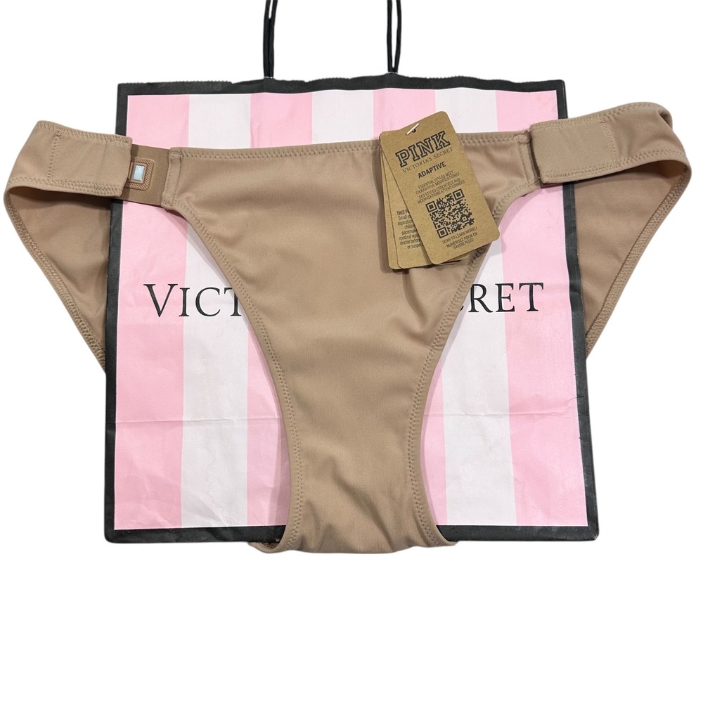 NEW Victorias Secret PINK Adaptive Bikini Panty Magnetic Closure Tan Medium